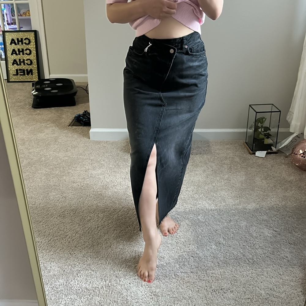 Reformation Black Denim long Skirt. 27 - Picture 1 of 16